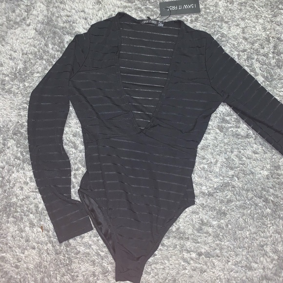 black plunge neck body suit - Picture 2 of 7